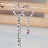 925 Silver Asymmetric Chain Tassel Earrings