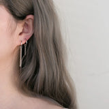 925 Silver Asymmetric Chain Tassel Earrings