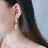 925 Silver Pearl Ear Drop Chain Earring Sweet Female Jewelry