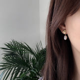 925 Silver Pearl Ear Drop Chain Earring Sweet Female Jewelry