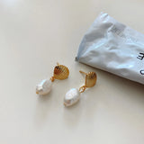 925 Silver Pearl Ear Drop Chain Earring Sweet Female Jewelry