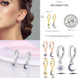 925 Silver Rose Heart Star Moon Earrings
