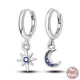 925 Sterling Silver Rose Heart Star Moon Earrings