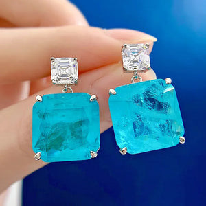 925 Silver Grandmother Green Ribbon Cotton Floss Palaiba Earrings