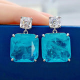 925 Silver Grandmother Green Ribbon Cotton Floss Palaiba Earrings