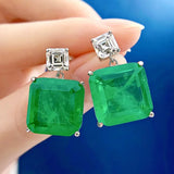 925 Silver Grandmother Green Ribbon Cotton Floss Palaiba Earrings
