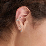 925 Silver Earrings Twisted Ear Buckles CZ Hoop Jewelry