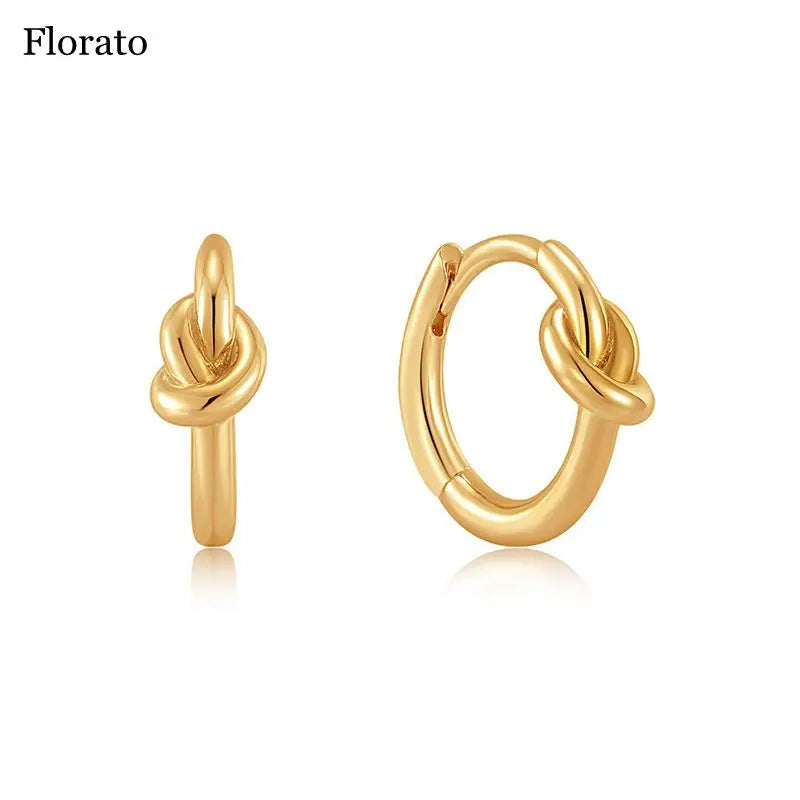 925 Silver Earrings Twisted Ear Buckles CZ Hoop Jewelry