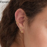 925 Silver Earrings Twisted Ear Buckles CZ Hoop Jewelry