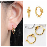 925 Silver Earrings Twisted Ear Buckles CZ Hoop Jewelry