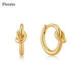 925 Silver Earrings Twisted Ear Buckles CZ Hoop Jewelry