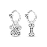 925 Silver Crystal Flower Hoop Earrings Wedding Birthday Gift