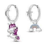 925 Silver Crystal Flower Hoop Earrings Wedding Birthday Gift