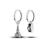 925 Silver Crystal Flower Hoop Earrings Wedding Birthday Gift