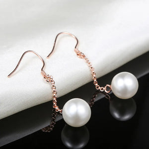 925 Silver Freshwater Pearl Long Earrings Jewelry