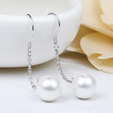925 Silver Freshwater Pearl Long Earrings Jewelry