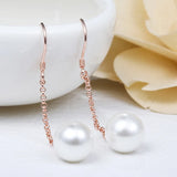 925 Silver Freshwater Pearl Long Earrings Jewelry