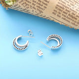 925 Silver Double Ring Interlaced Romantic Earrings
