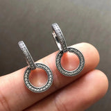 925 Silver Double Ring Interlaced Romantic Earrings