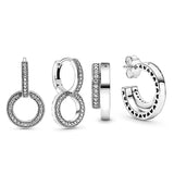 925 Silver Double Ring Interlaced Romantic Earrings