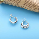 925 Silver Double Ring Interlaced Romantic Earrings
