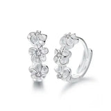 925 Silver Flower Hoop Earrings Female Jewelry Gift