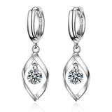 925 Silver Smart Zircon Leaf Earrings Charm Jewelry