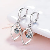925 Silver Smart Zircon Leaf Earrings Charm Jewelry