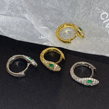 925 Silver Snake Huggie Hoop Earrings Crystal Charm Party Jewelry Gift