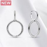 925 Silver Hoop Earrings Geometric Women Asymmetric DIY Jewelry