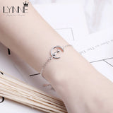 925 Sterling Silver Moon Little Cat Pendant Bracelet