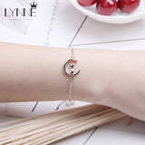 925 Sterling Silver Moon Little Cat Pendant Bracelet