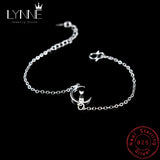 925 Sterling Silver Moon Little Cat Pendant Bracelet