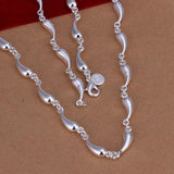 925 Silver Water Drop Chain Jewelry Set for Women