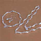 925 Silver Water Drop Chain Jewelry Set for Women