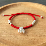 925 Silver Elephant Charm Bracelet Red Thread Bracelet