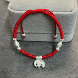 925 Silver Elephant Charm Bracelet Red Thread Bracelet