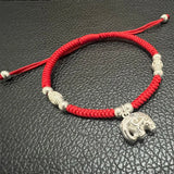 925 Silver Elephant Charm Bracelet Red Thread Bracelet
