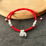 925 Silver Elephant Charm Bracelet Red Thread Bracelet