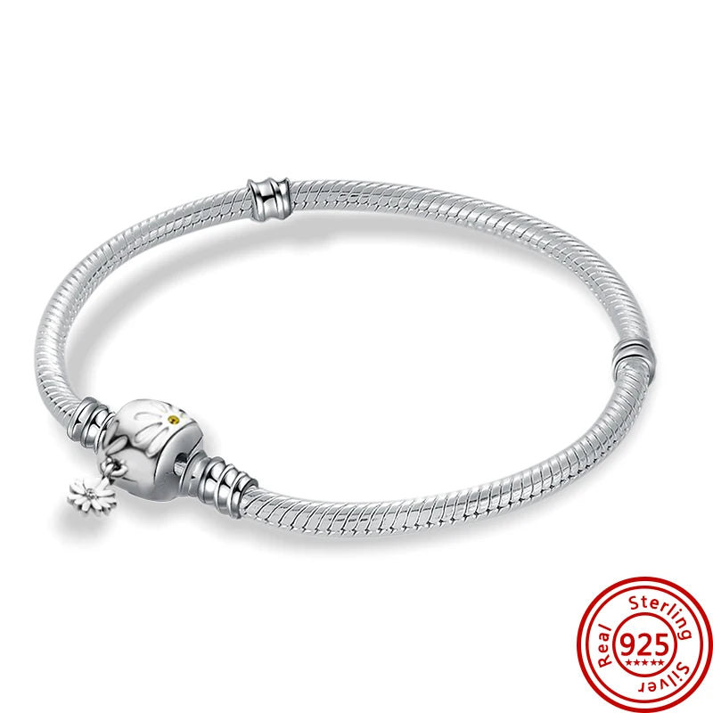 925 Silver Eternity Knot Snake Chain Bracelet DIY Fit Original Charm Women
