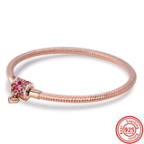 925 Silver Eternity Knot Snake Chain Bracelet DIY Fit Original Charm Women