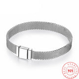 925 Silver Europe Reflexions Mesh Braided Charm Bracelet