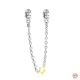 925 Silver Safety Chain Dog Paw High Heel Charm Bracelet Jewelry