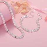 925 Silver Engraved Pattern Jewelry Set Women Party Wedding