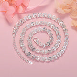 925 Silver Engraved Pattern Jewelry Set Women Party Wedding