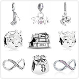 925 Silver Family Forever High Heel Charm Bead Bracelet DIY Gift