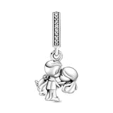 925 Silver Family Forever High Heel Charm Bead Bracelet DIY Gift
