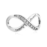 925 Silver Family Forever High Heel Charm Bead Bracelet DIY Gift