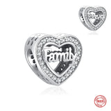 925 Silver Family Pendant Dad Charm Love Bead Bracelet Jewelry Gift
