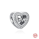 925 Silver Family Pendant Dad Charm Love Bead Bracelet Jewelry Gift